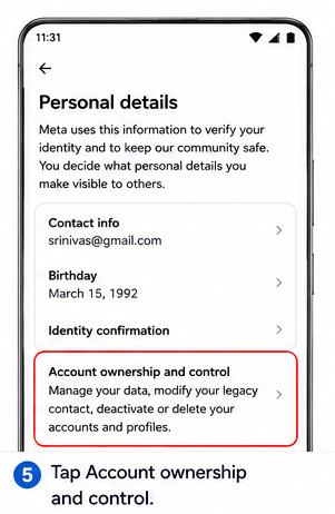 Then select account ownership and control.