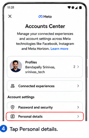 4. Go to Personal details